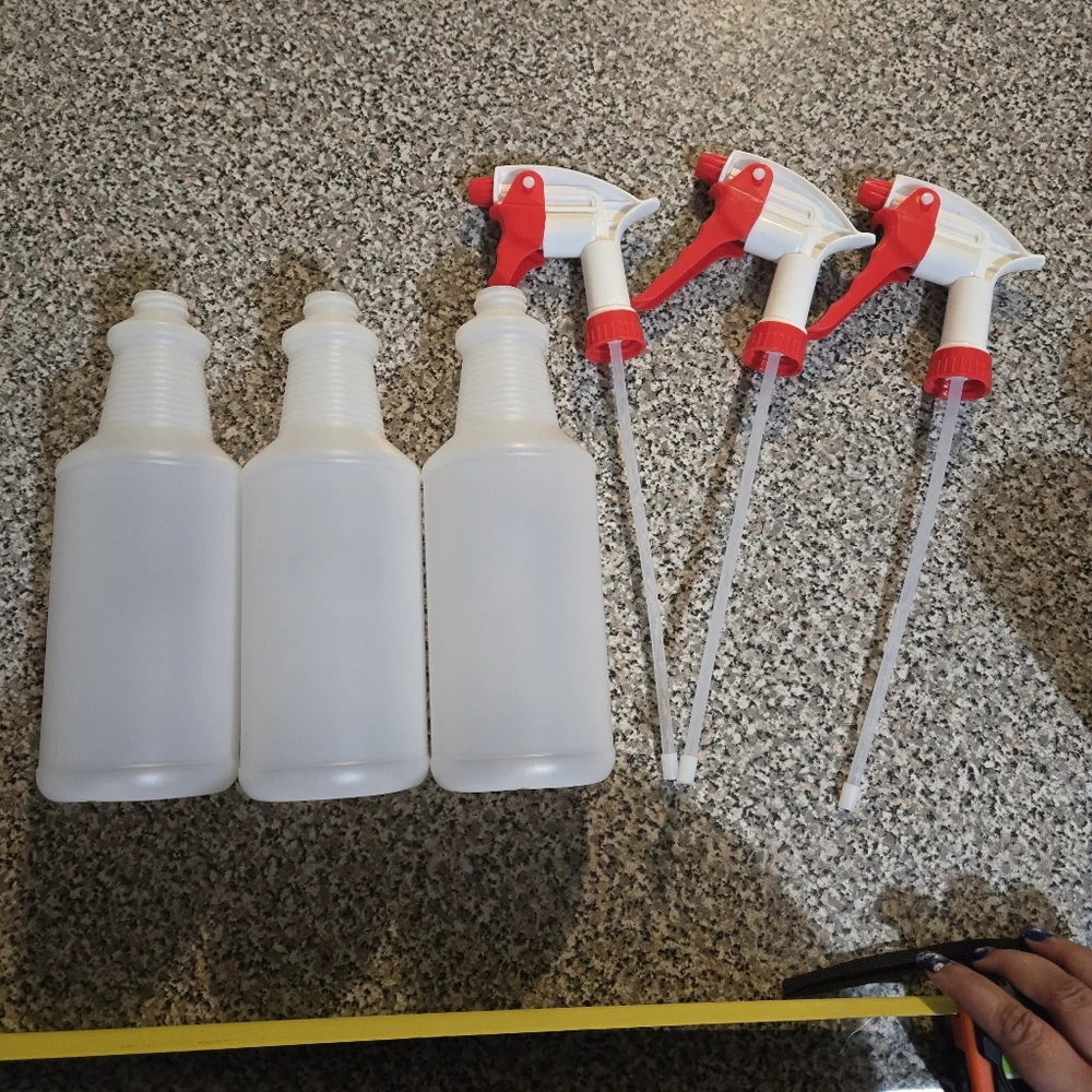 Set of 3 Red and White Heavy Duty Spray Bottles